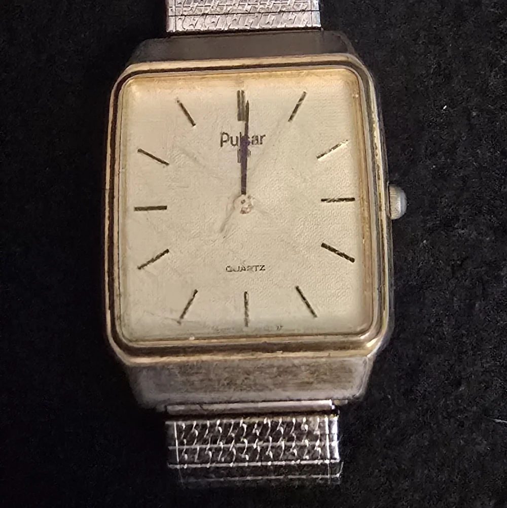 Pulsar Gold-Tone Rectangular Dress Watch